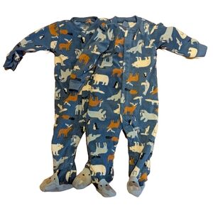 Carters set of 2 fleece one piece pajamas, matching arctic polar, 9 Months.